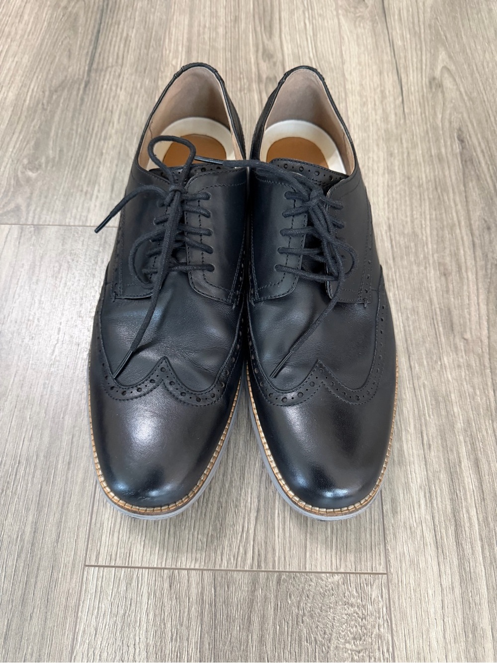 Cole Haan Black Leather Wingtip Oxfords